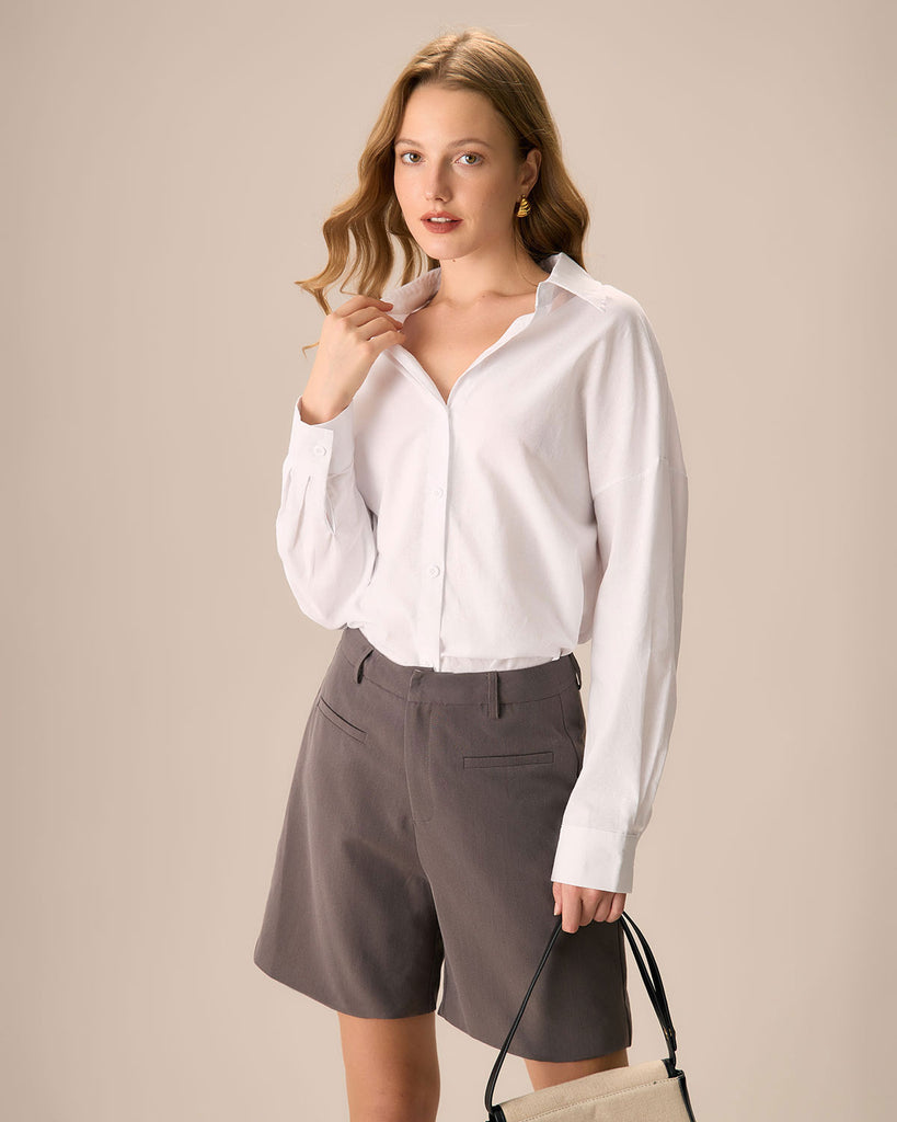 Women's Coffee Pocket Wide-leg Shorts