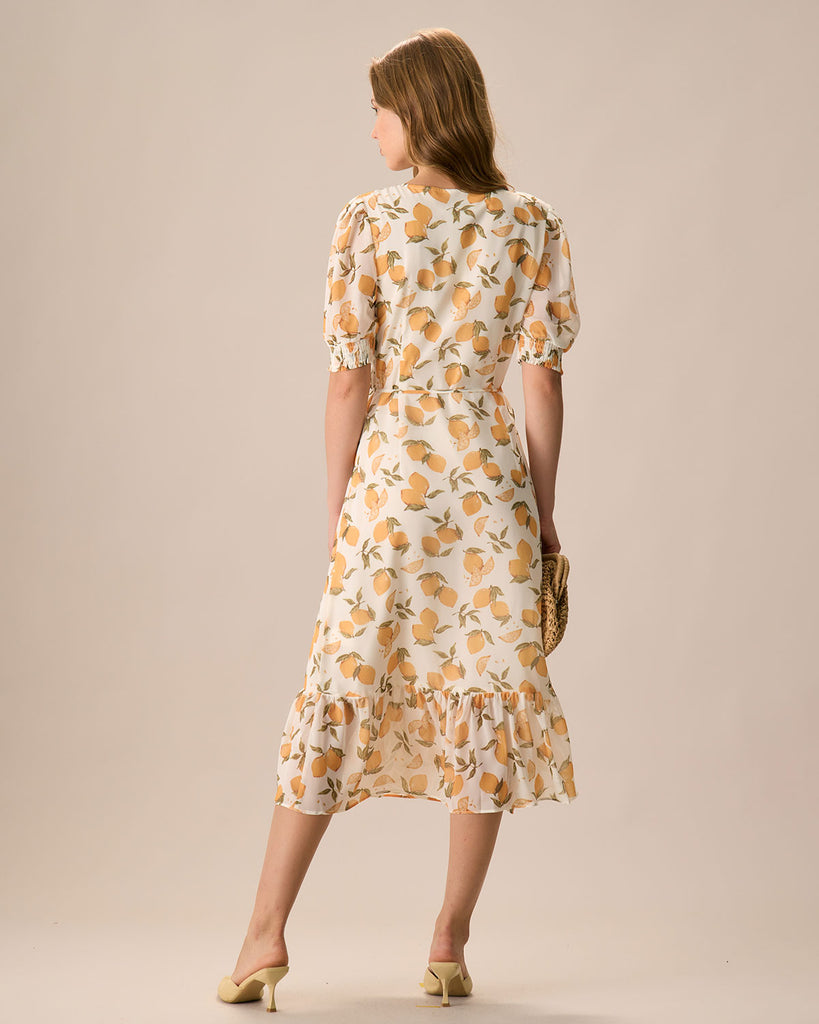 The Yellow Lemon Wrap Midi Dress