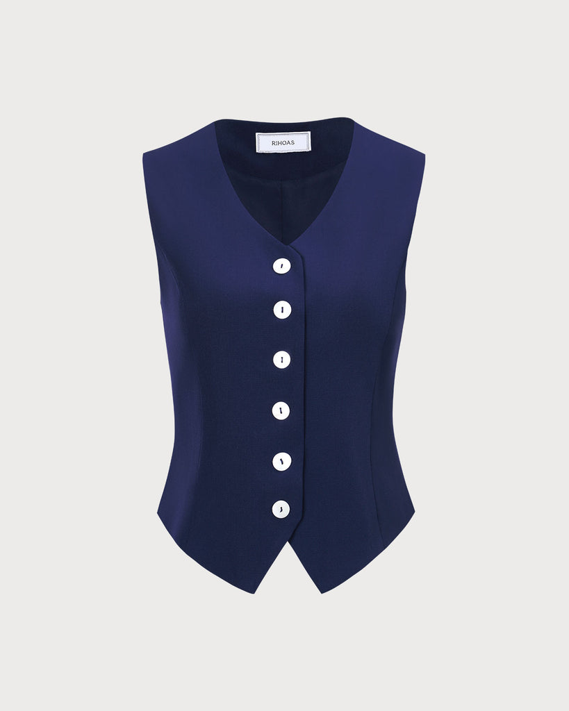 The V-Neck Button Up Vest Tops - RIHOAS