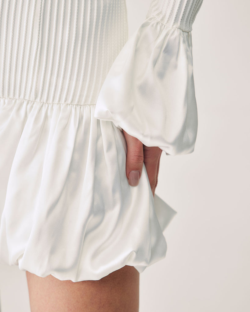 White Splicing Sweater Mini Dress