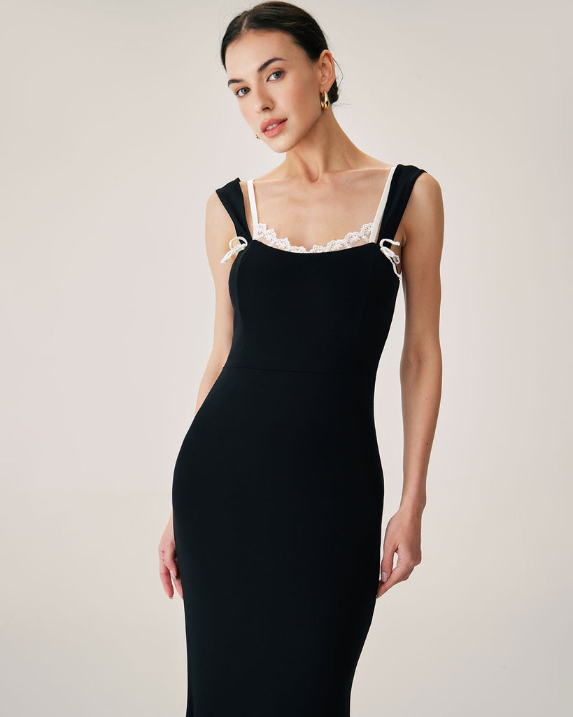 Black Bodycon Slip Maxi Dress