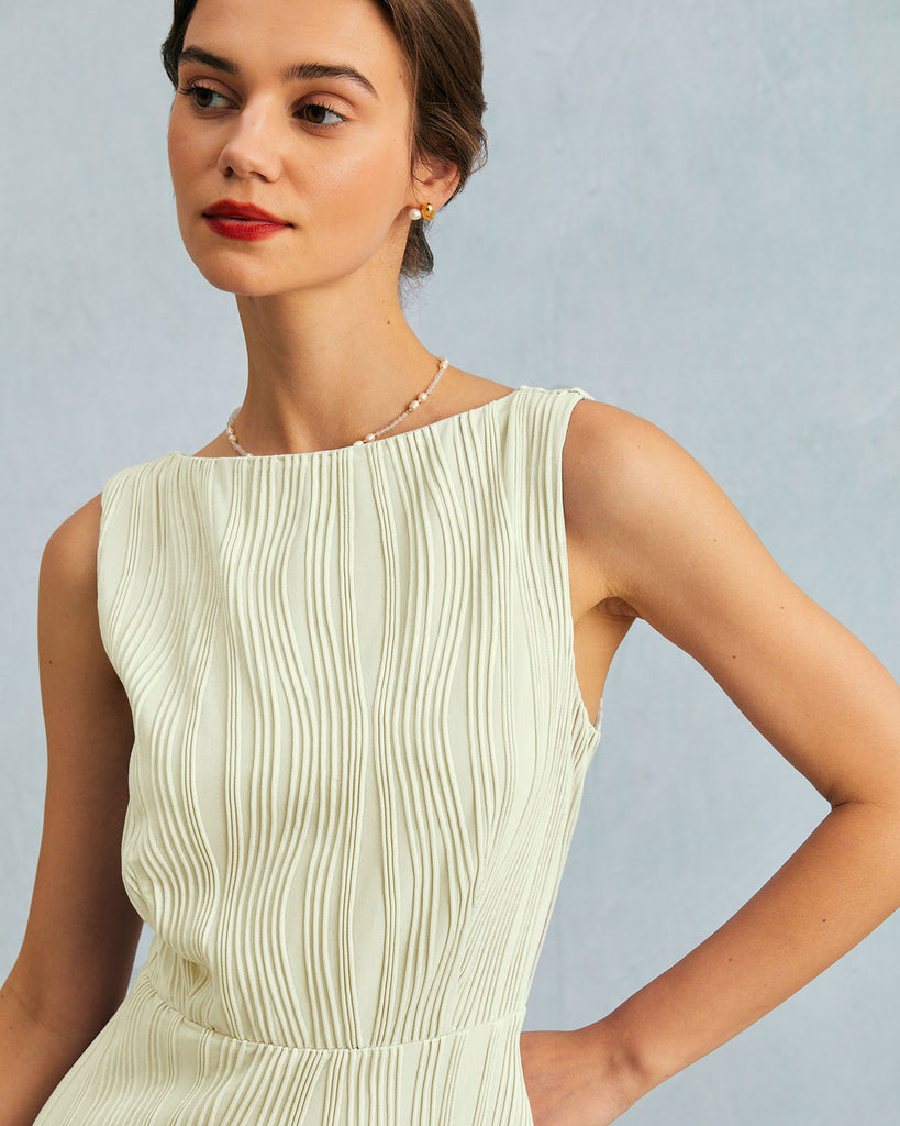 The Boat Neck Backless Textured Mini Dress Dresses - RIHOAS