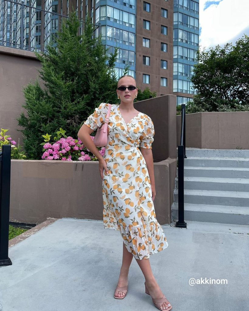 The Yellow Lemon Wrap Midi Dress