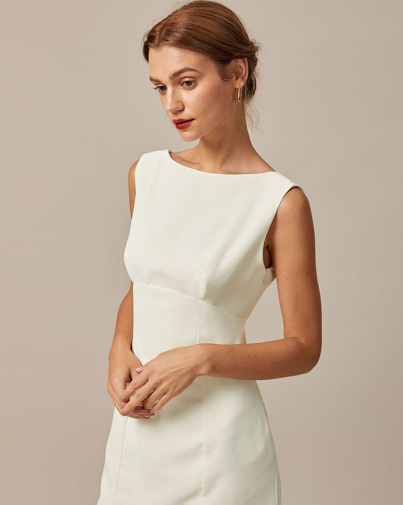 The Boat Neck Back Bowknot Dress Dresses - RIHOAS