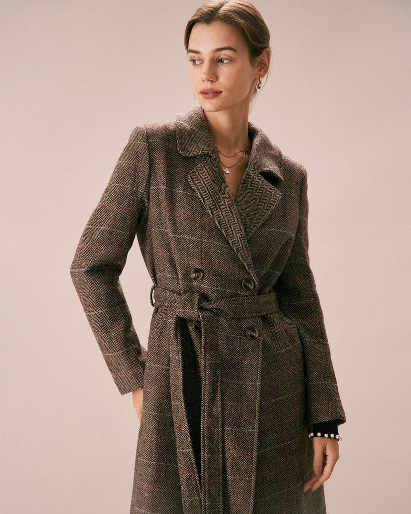 The Coffee Lapel Double Breasted Coat Outerwear - RIHOAS