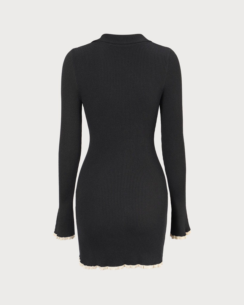 The Collared Contrast Trim Knit Dress Dresses - RIHOAS