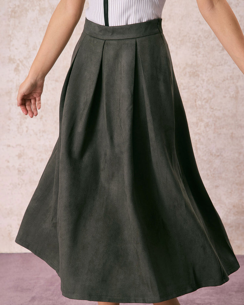 The High Waist A-Line Pleated Skirt Bottoms - RIHOAS