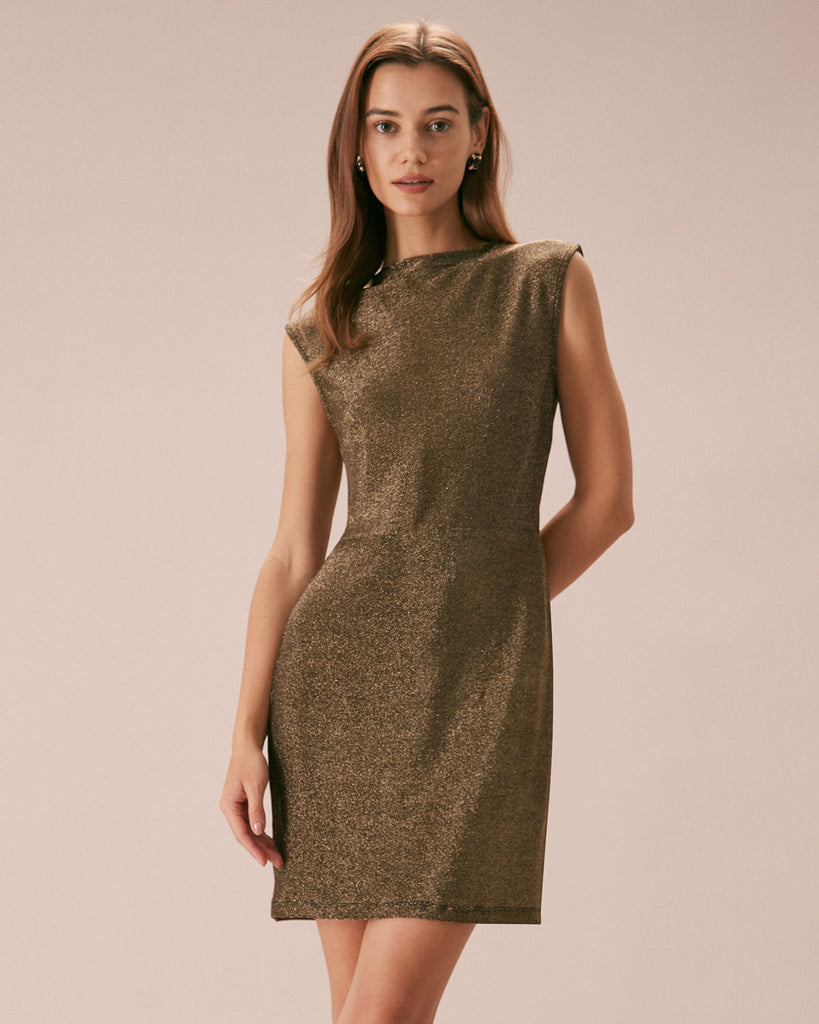 The Mock Neck Lurex Mini Dress Dresses - RIHOAS