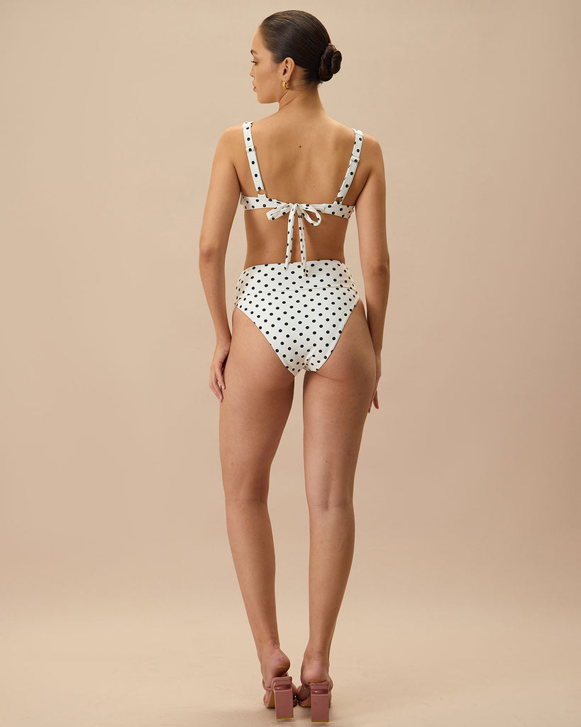 The Polka Dot High Waist Bikini Bottom Bikinis - RIHOAS