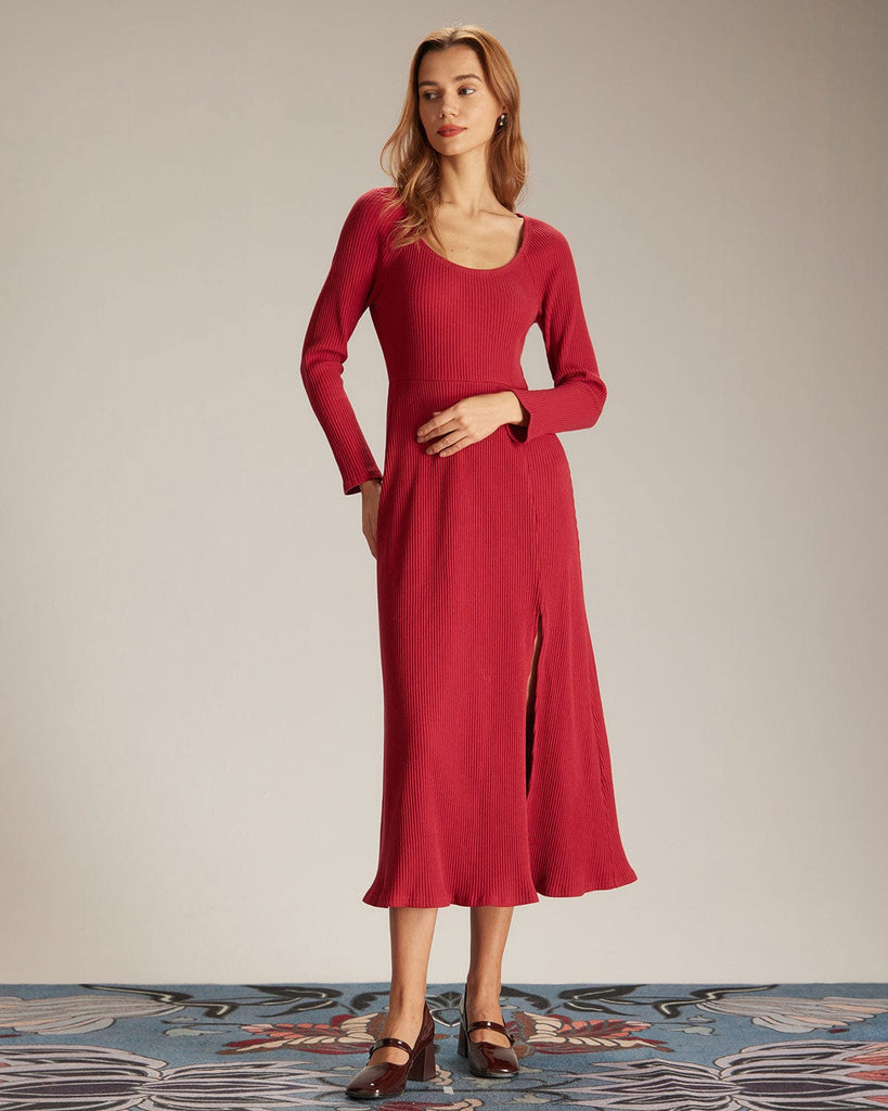 The Side Split Ribbed Dress Dresses - RIHOAS