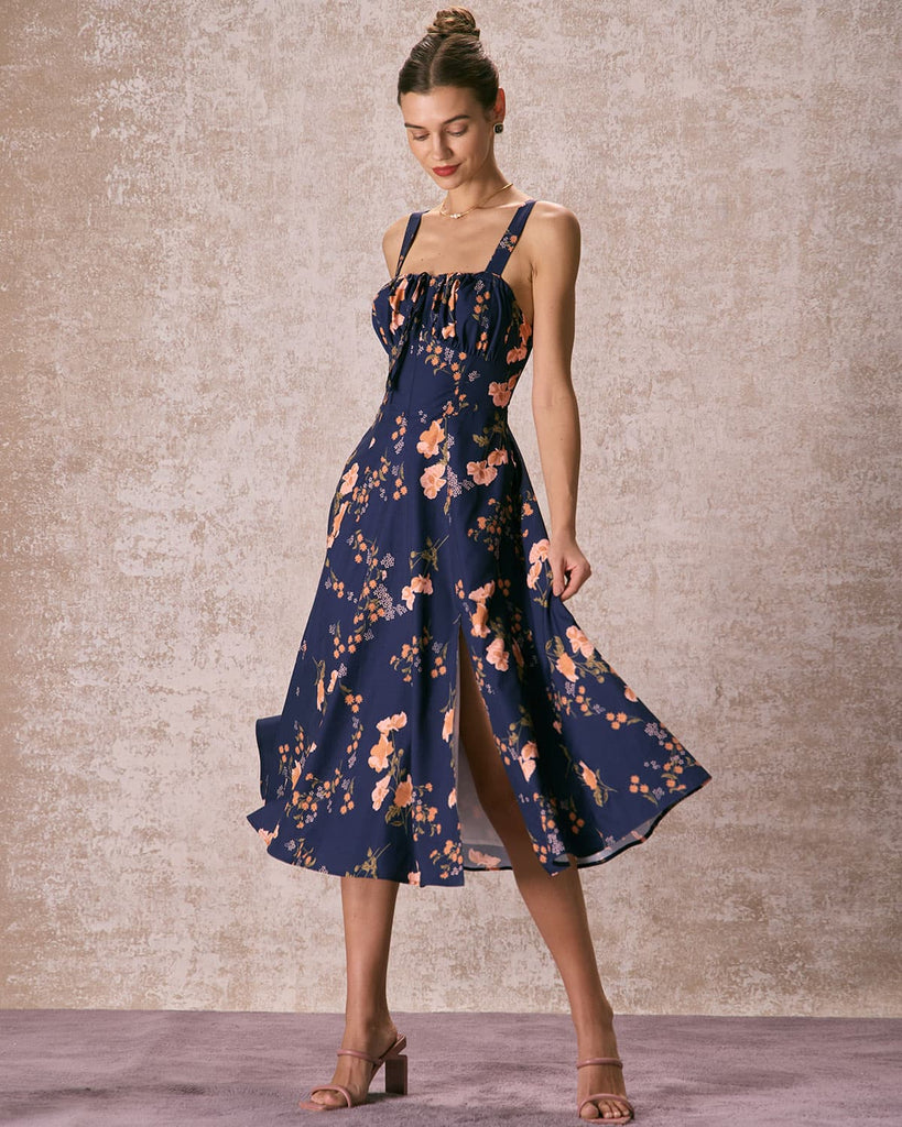 The Tie Ruched Floral Dress Dresses - RIHOAS