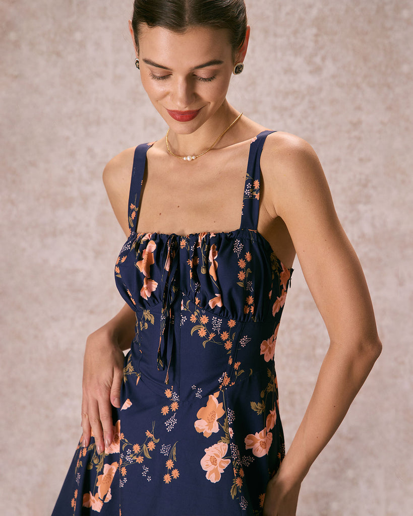 The Tie Ruched Floral Dress Dresses - RIHOAS