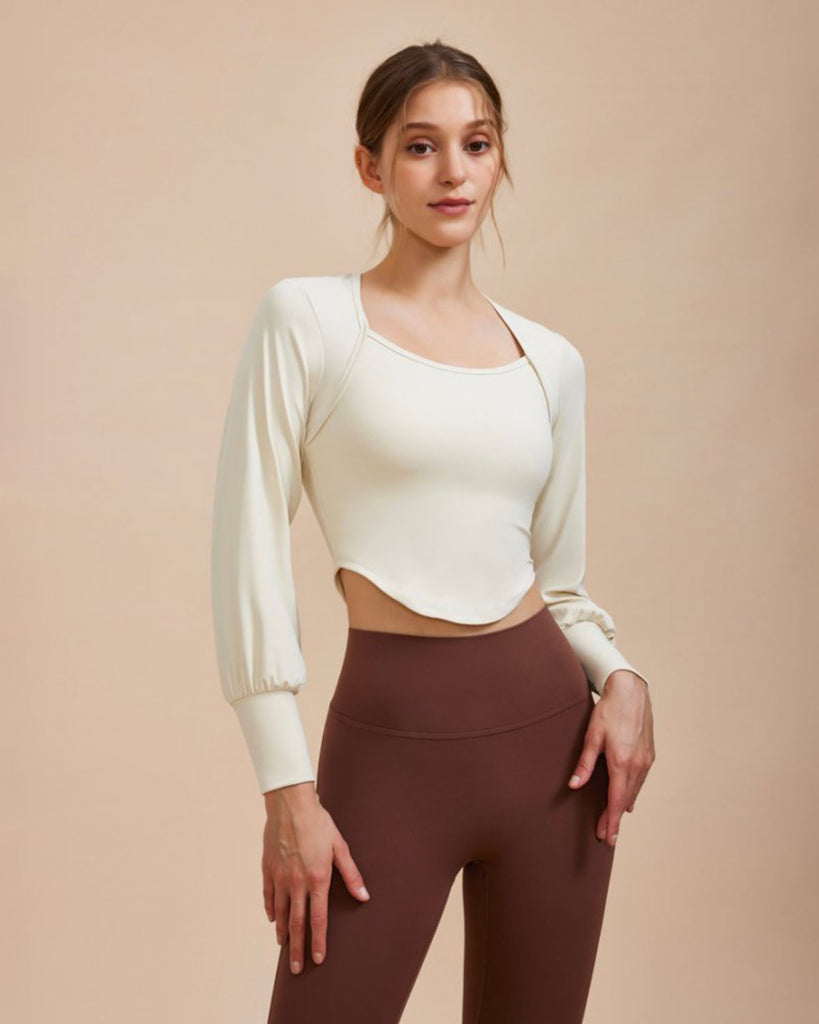 White Round Neck Long Sleeve Top