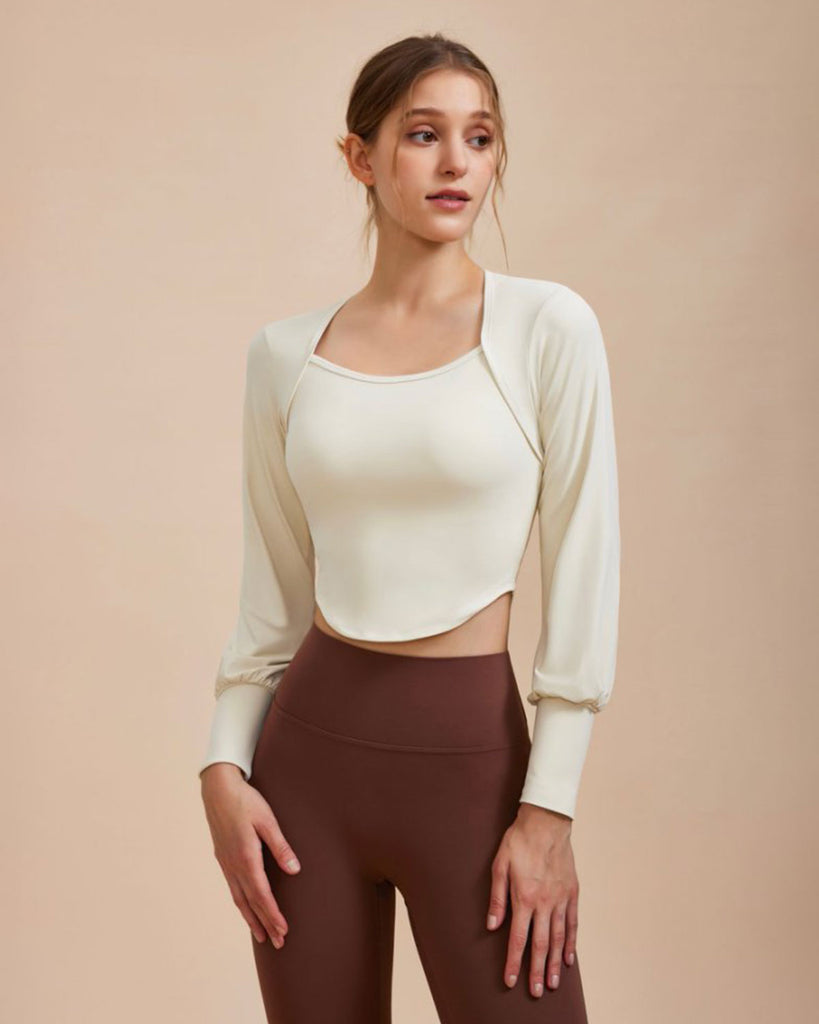 White Round Neck Long Sleeve Top