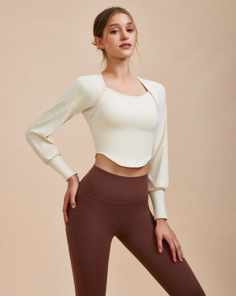 White Round Neck Long Sleeve Top