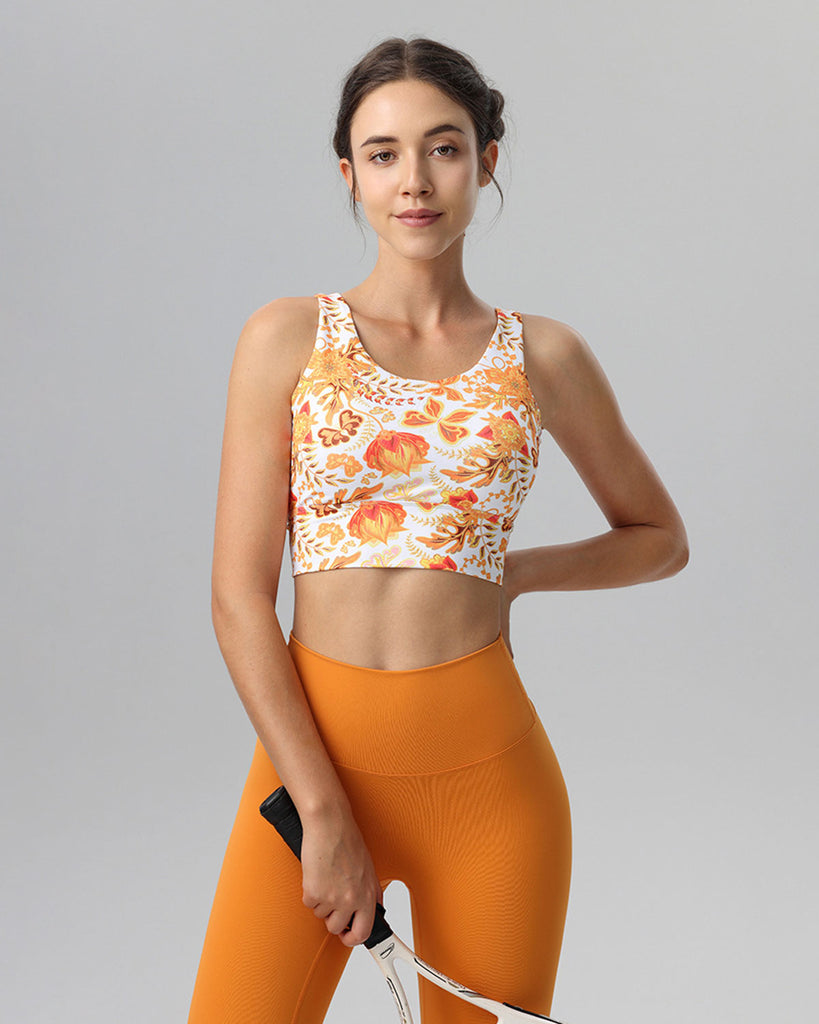 Orange V-shape Tank Top