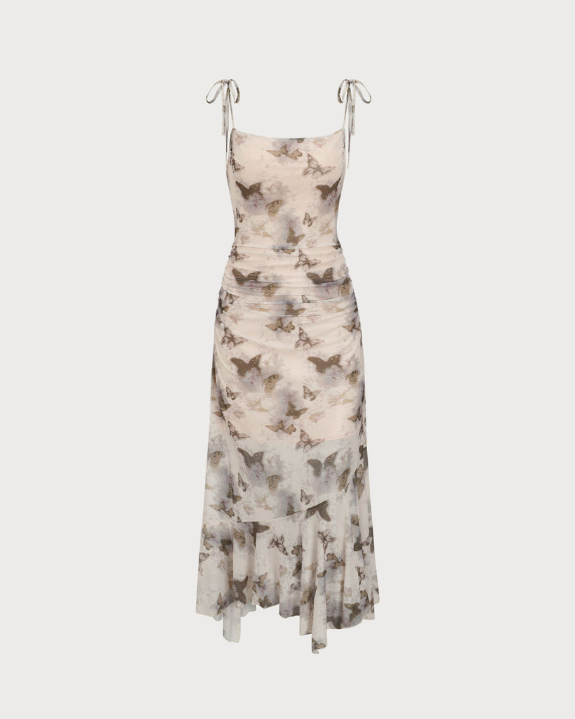 Apricot Floral Cowl Neck Slip Midi Dress