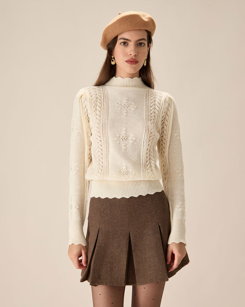 Beige Lantern Sleeve Sweater