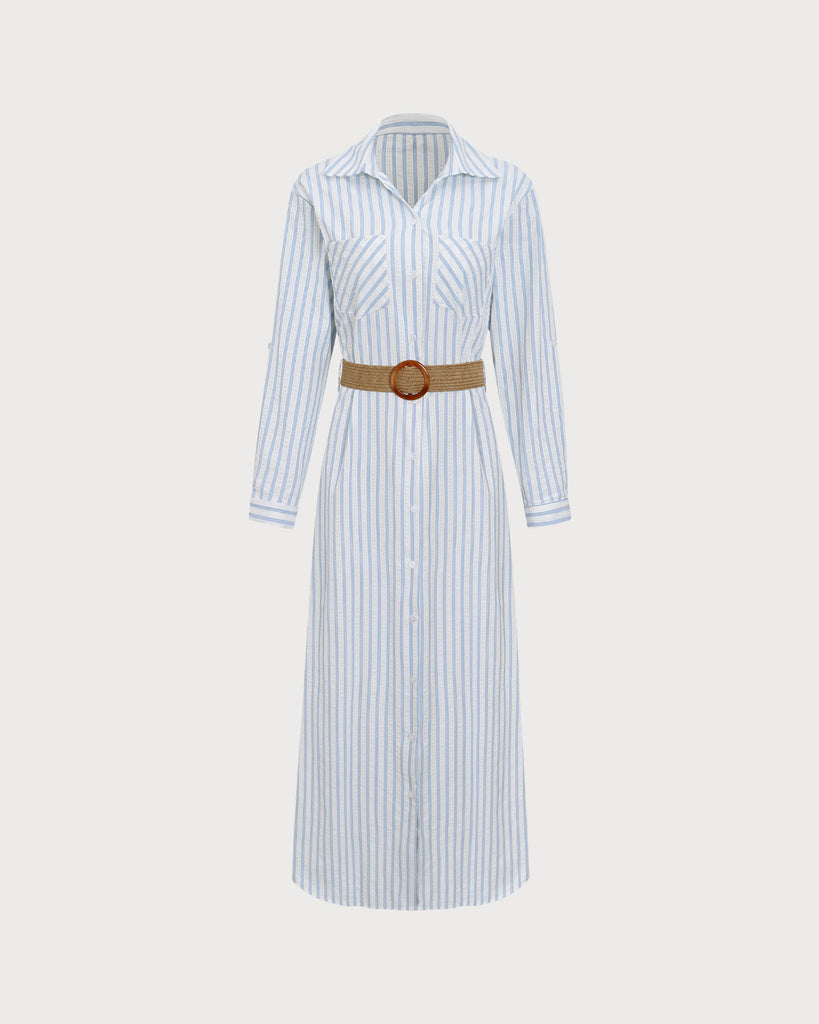 Women Woven Polyester Dresses Blue Dresses - RIHOAS