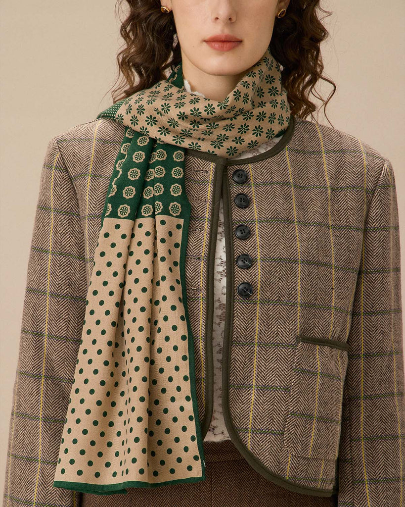 Green Polka Dot Print Scarf