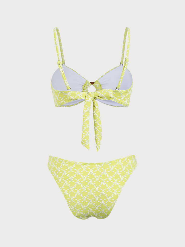 Yellow Jacquard O-Ring Bikini Set