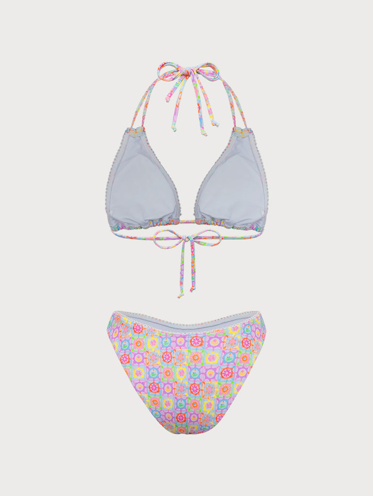 Multi-Color Floral Halter Bikini Set