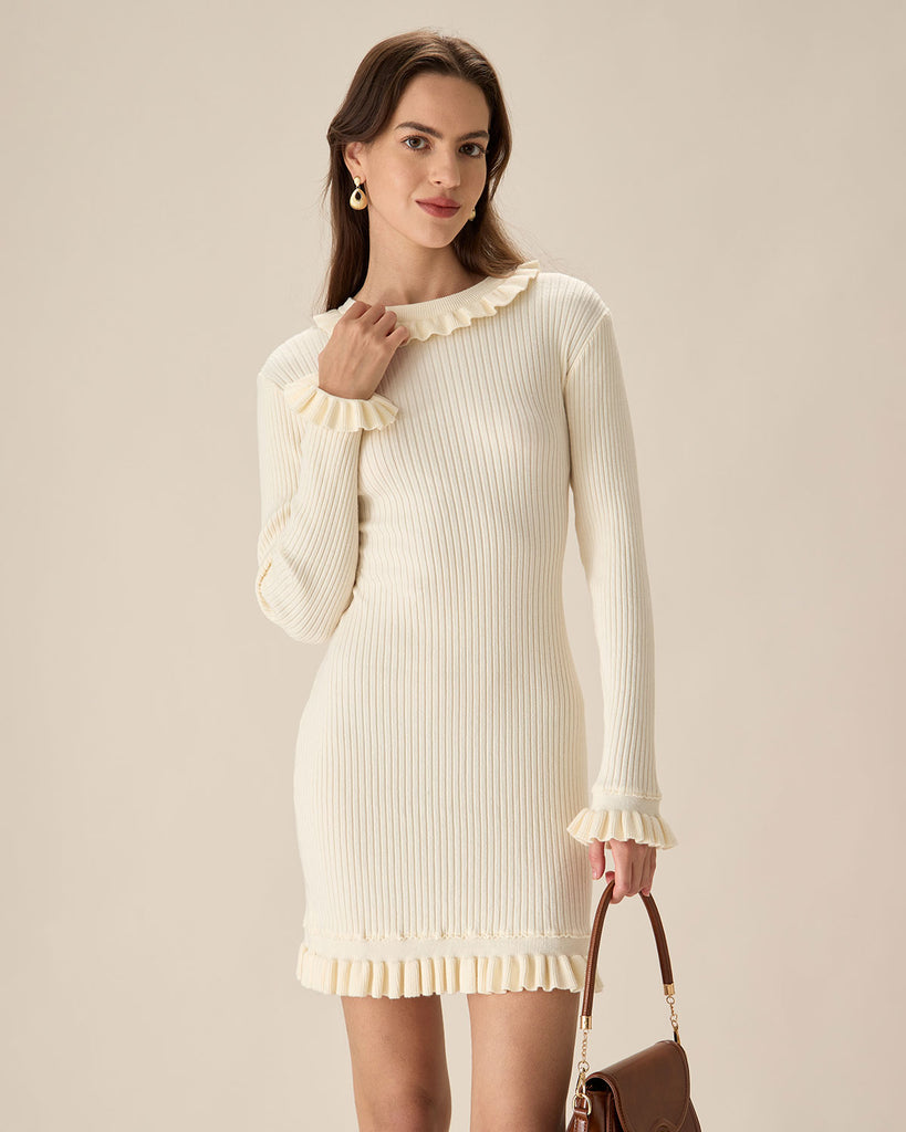 White Bodycon Sweater Mini Dress