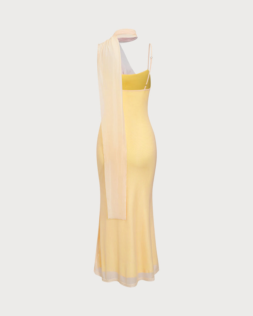 Yellow Floral Bandage Slip Maxi Dress