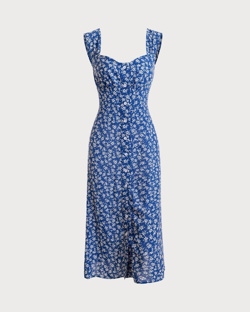 The Single-breasted Floral Midi Dress - RIHOAS